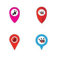 Bowling map point concept logo, icons and symbol. Bowling ball and pin vector illustration.