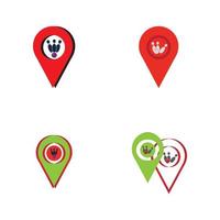 Bowling map point concept logo, icons and symbol. Bowling ball and pin vector illustration.