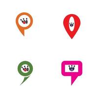 Bowling map point concept logo, icons and symbol. Bowling ball and pin vector illustration.