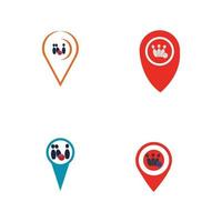 Bowling map point concept logo, icons and symbol. Bowling ball and pin vector illustration.