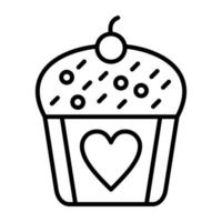 Wedding Cupcake Line Icon vector