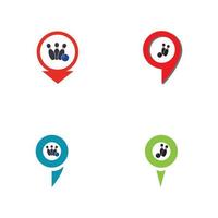 Bowling map point concept logo, icons and symbol. Bowling ball and pin vector illustration.