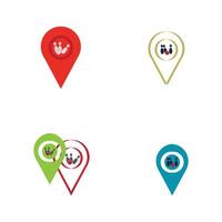 Bowling map point concept logo, icons and symbol. Bowling ball and pin vector illustration.