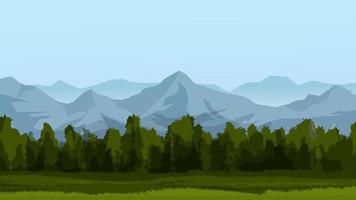 paisaje de bosque de montañas con prado vector