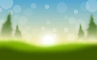 Blur landscape of morning sunrise with grass and trees vector