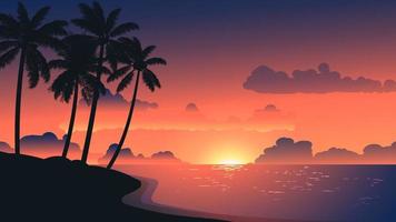 hermoso paisaje de puesta de sol de playa tranquila vector