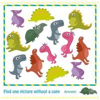 Juego educativo para niños ilustración vectorial de rompecabezas para niños con dinosaurio de dibujos animados vector