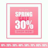 Spring Sale banner template. Vector illustration in pink color - discount card