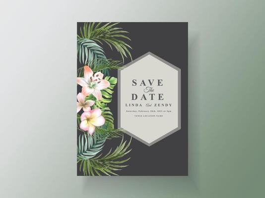 Floral tropical wedding invitation cards