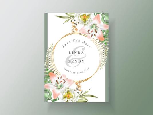 Floral tropical wedding invitation cards