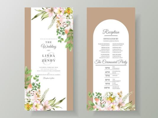 Floral tropical wedding invitation cards