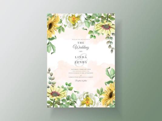 Floral tropical wedding invitation cards