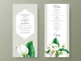 Cala of lily wedding invitation template vector