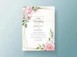 elegante plantilla de invitación de boda de acuarela de flores y hojas vector