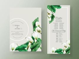 Cala of lily wedding invitation template vector
