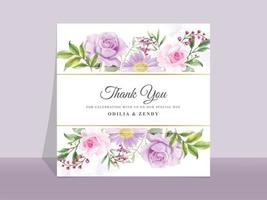 Beautiful pink and purple rose wedding invitation template vector