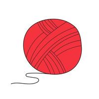 Simple cartoon icon. Vector illustration of red knitting ball yarn