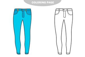 simple página para colorear. libro para colorear para niños, jeans para niñas vector