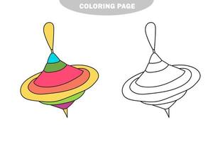 Simple coloring page. Vector isolated illustration, cute cartoon of hirligig toy