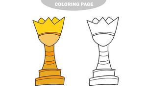 Simple coloring page. Chess coloring book. Hand drawn Vector Line illustration