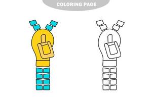 Simple coloring page. Vector cartoon zipper to be colored