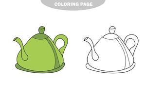 simple página para colorear. hervidor para colorear, el libro de colorear para niños vector