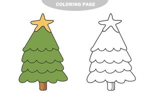 simple página para colorear. árbol de año nuevo para colorear, el libro para colorear para niños vector