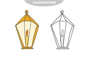 simple página para colorear. vector festivo linterna festiva con vela