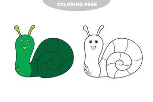 Simple coloring page. Little cute snail, contour vector