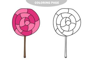 Simple coloring page. Line art black and white lollipop. Coloring book for kids vector