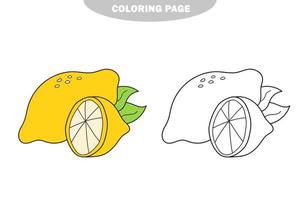 Simple coloring page. Coloring Book Cartoon Illustration of Funny Lemon vector