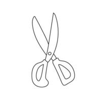 Simple coloring page. Outline scissors on a white background. Cartoon vector