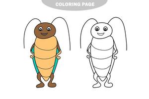 Simple coloring page. Outlined beetle. Vector line art illustration