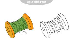 simple página para colorear. dibujado a mano ilustración vectorial hilo de carrete de madera vector