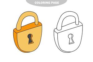 Simple coloring page. Metal Lock to be colored, the coloring book for kids vector