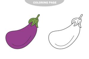 simple página para colorear. berenjena, el libro de colorear para niños vector