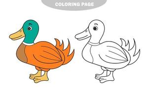 simple página para colorear. Ilustración de vector de libro para colorear educativo - pato