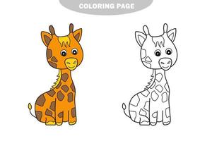 simple página para colorear. Esquema de imágenes prediseñadas para colorear - jirafa vector