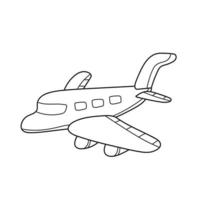 Simple coloring page. Vector black and white plane isolated on white