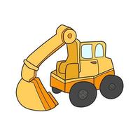 Simple cartoon icon. Yellow Excavator vector