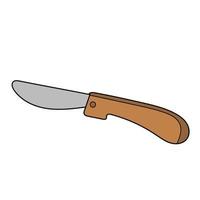 icono de dibujos animados simple. Cuchillo de mango de madera - vector de dibujos animados e ilustración