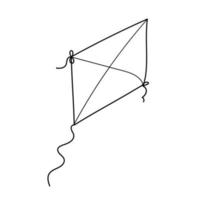 Simple coloring page. Cartoon kite toy. Coloring page. vector