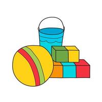 Simple cartoon icon. Kids toys on white vector