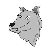 icono de dibujos animados simple. imagen de cabeza de lobo para niños en edad preescolar vector