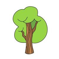 Simple cartoon icon. Green tree icon. Nature concept, park forest vector