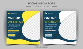 Digital marketing live webinar social media template vector