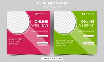 Digital marketing live webinar social media template vector