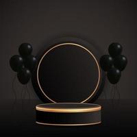 3d rendering  minimal podium sale with balloons vector