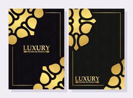 Luxury gold border pattern cover template vector