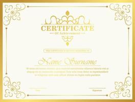 elegant achievement certificate with frame ornament vector